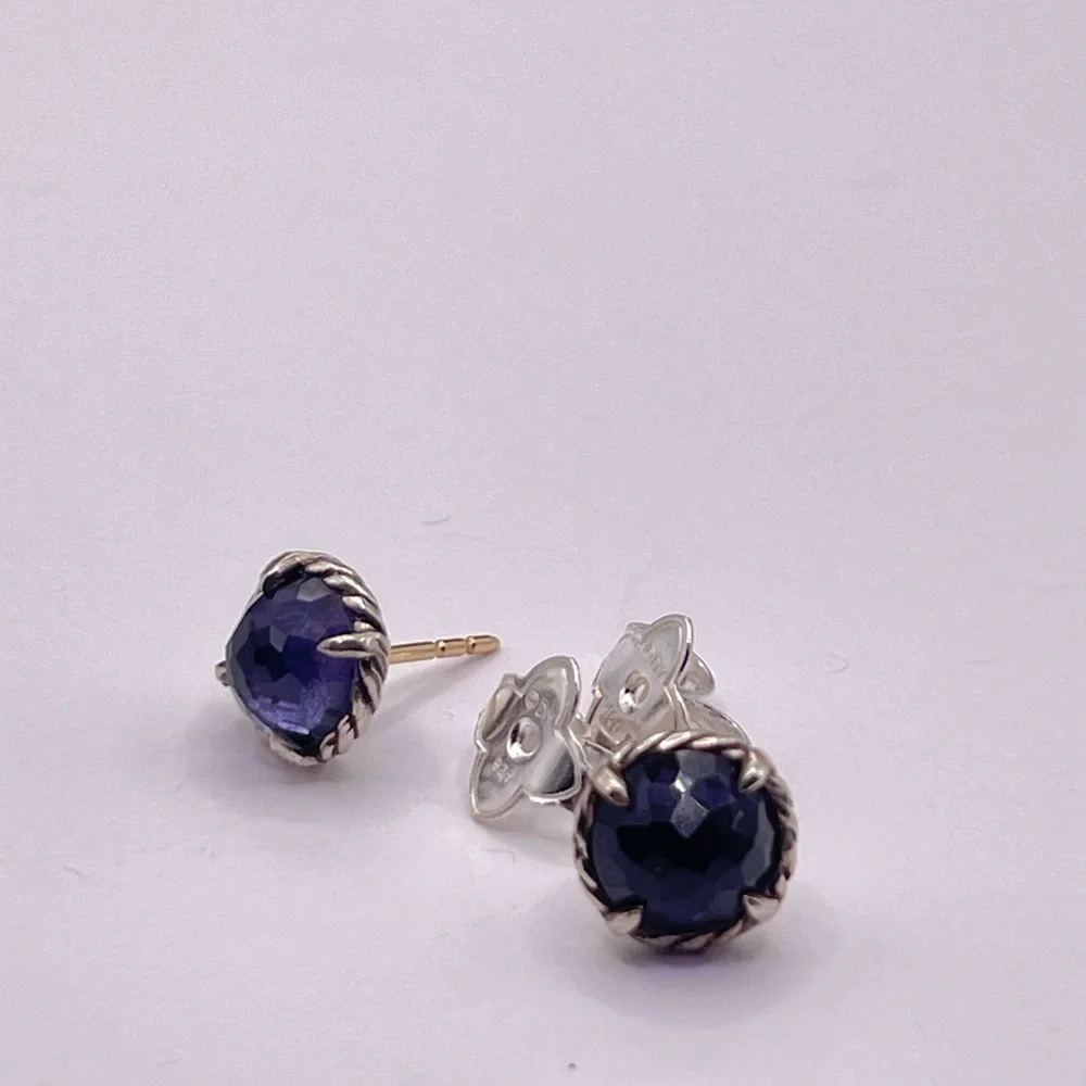 David Yurman Chatelaine Earrings with Black Orchid - Picture 9 of 12